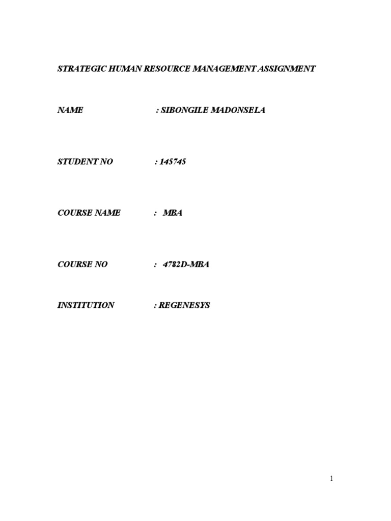 Strategic HR Management Assignment Overview | PDF | Human Resource ...