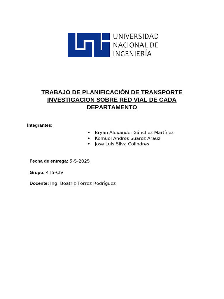 Copia de Trabajo de Planificacion Listo Ya (1) | PDF | Transporte ...