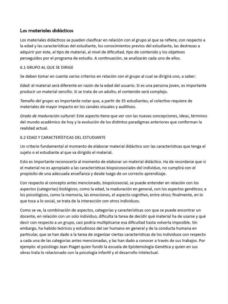Clasificación de Materiales Didácticos | PDF | Aprendizaje | Conocimiento