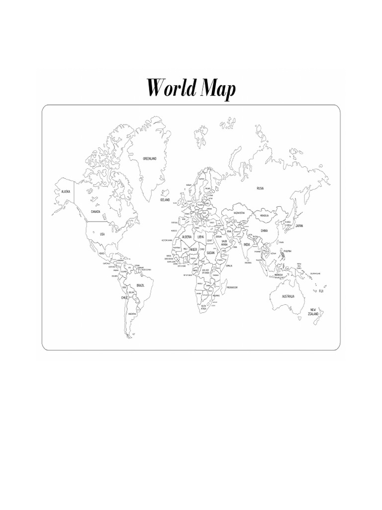 Black and White Labeled World Map Printable 397073.Jpg | PDF
