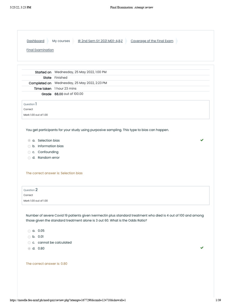 Final Exam Attempt Review and Analysis | PDF | Student's T Test ...