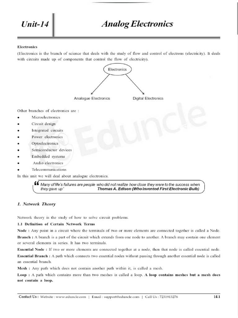 Analog Electronics (Eduuncle) | PDF