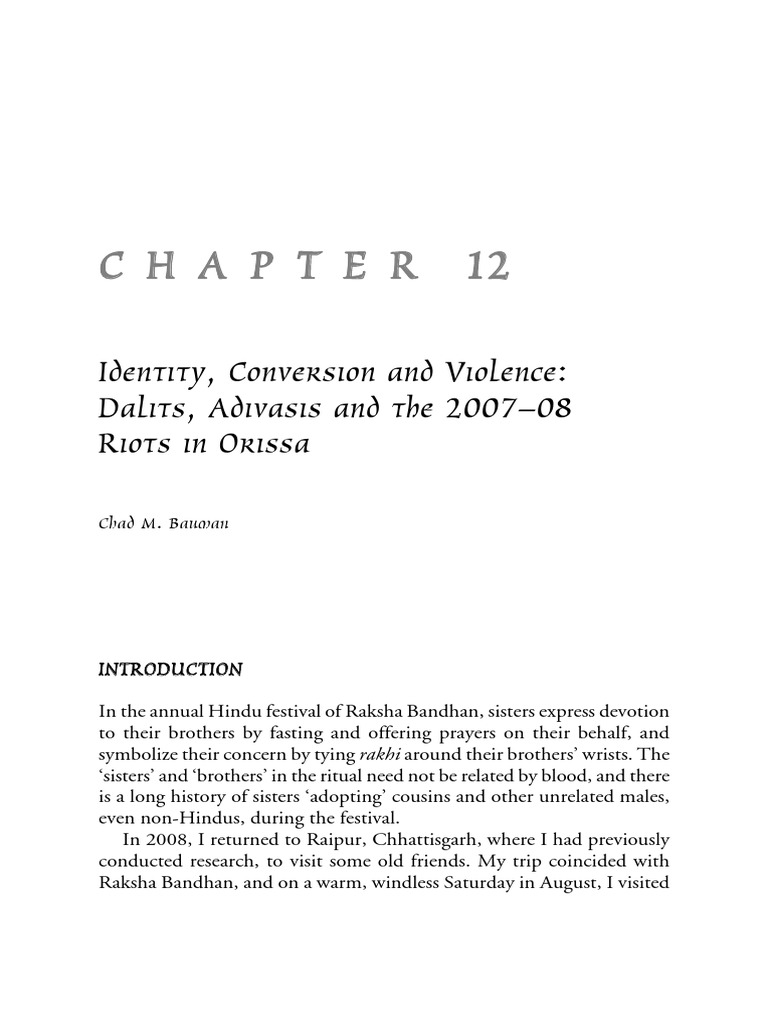 Identity, Conversion and Violence: Dalits, Adivasis and The 2007-08 ...