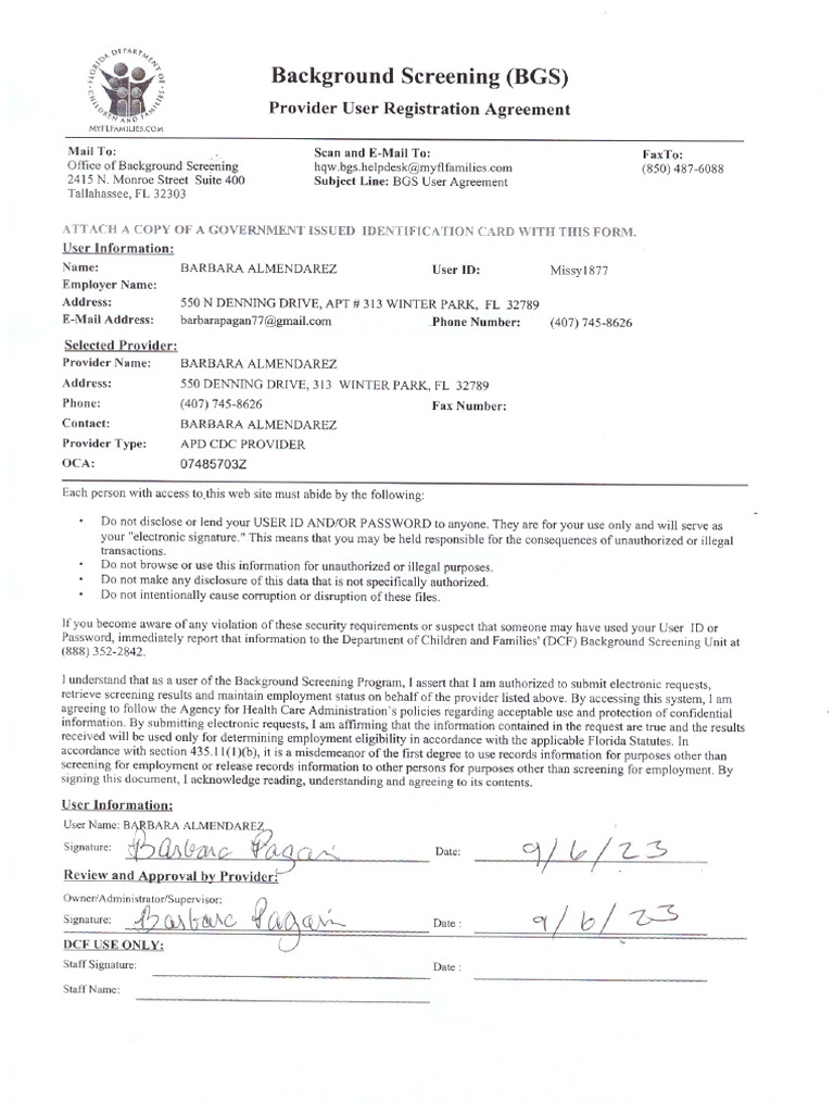 Clearinghouse BGS Provider Agreement BA | PDF