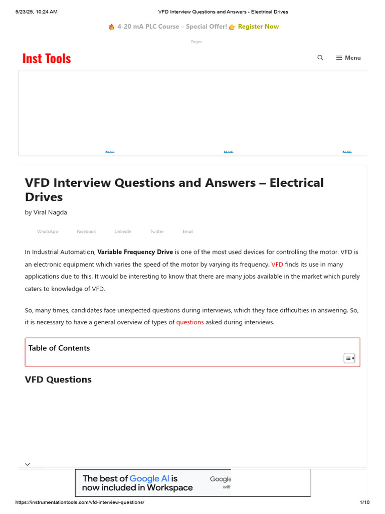 VFD Interview Questions & Answers Guide | PDF | Power Inverter ...