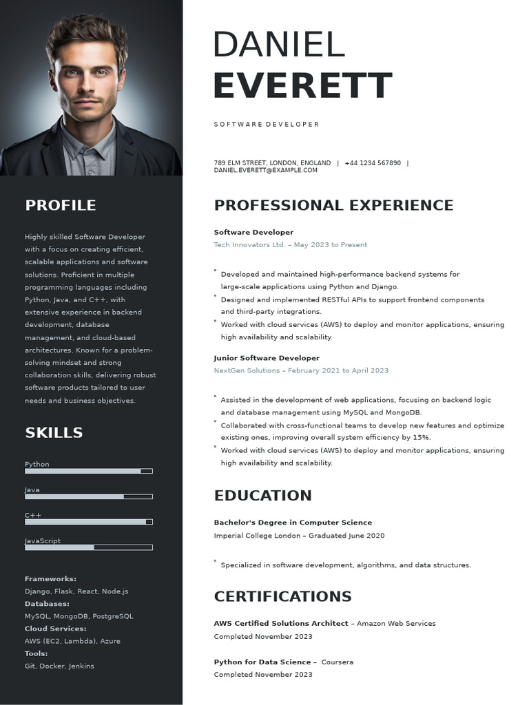 Software Developer Profile: Daniel Everett | PDF | Amazon Web Services ...