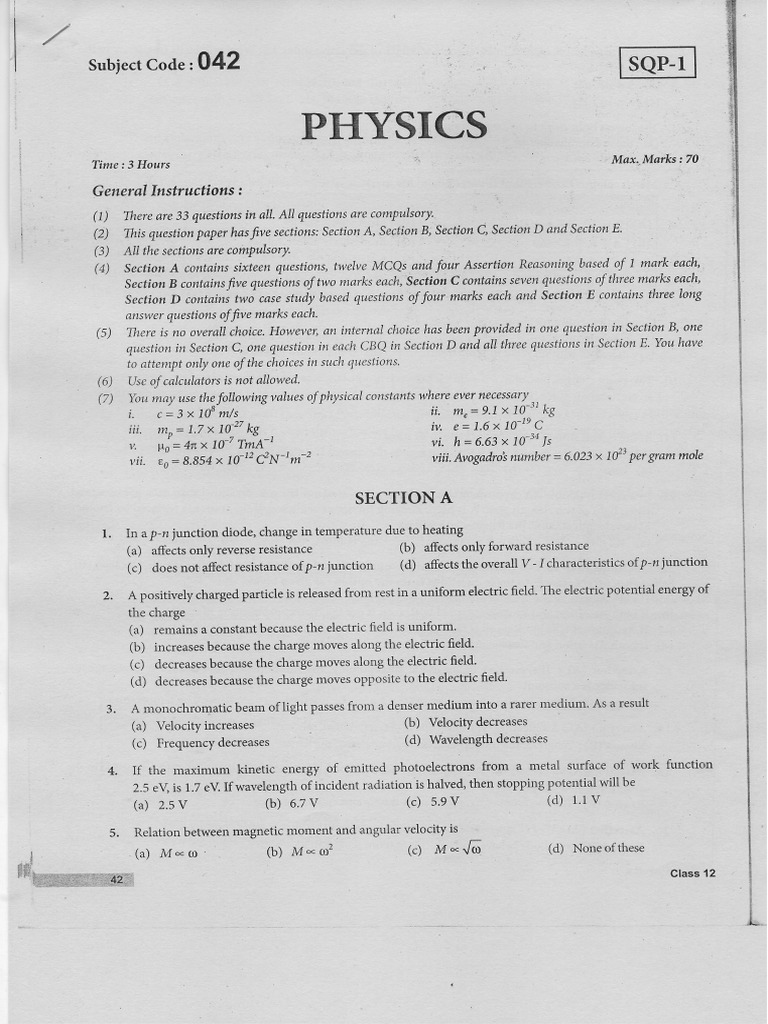 Physics (042) p1 | PDF
