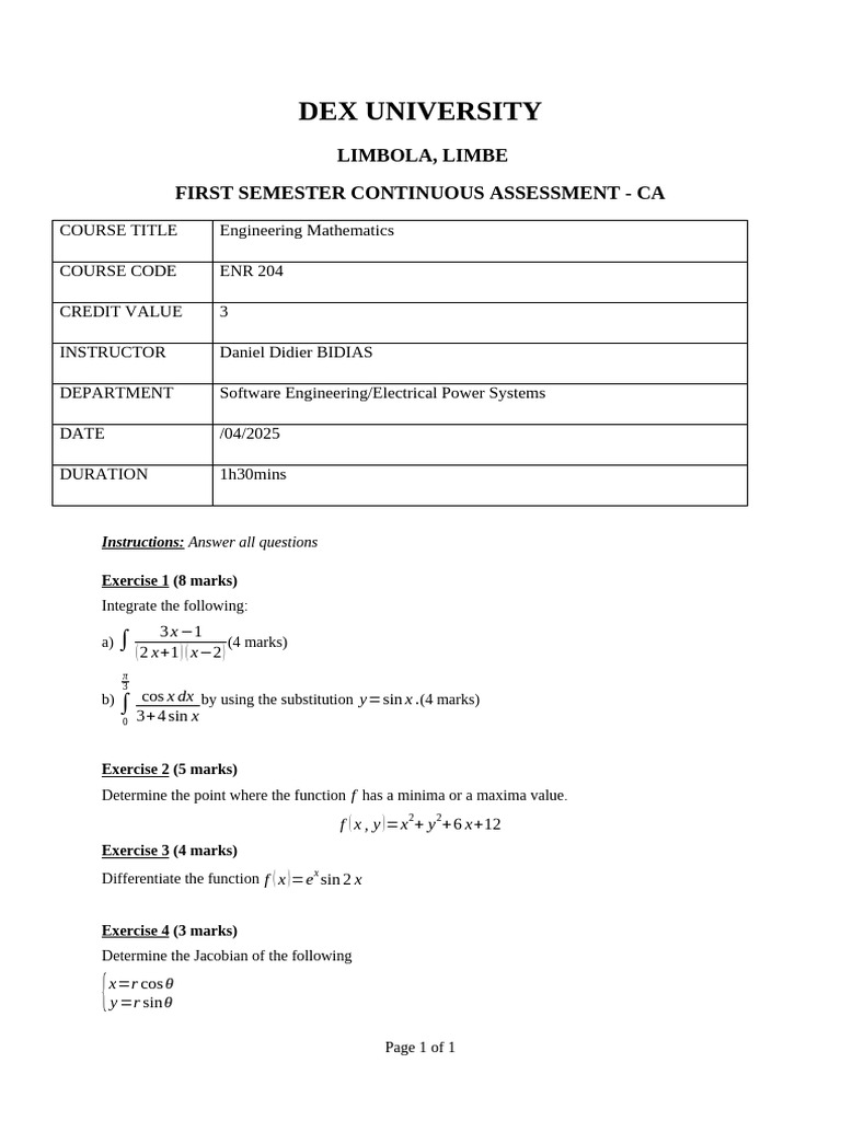 Engineering Mathematics 2 Ca Pdf