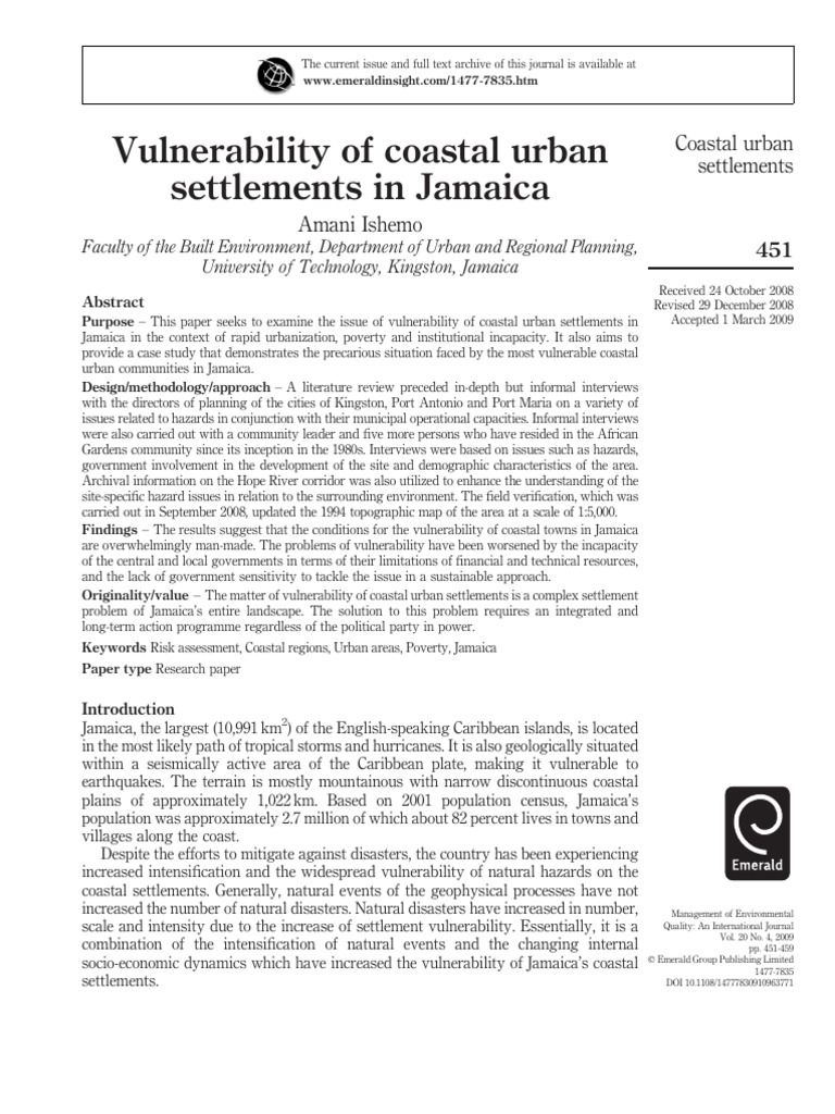 Coastal Urban Vulnerability in Jamaica | PDF | River | Natural Disasters