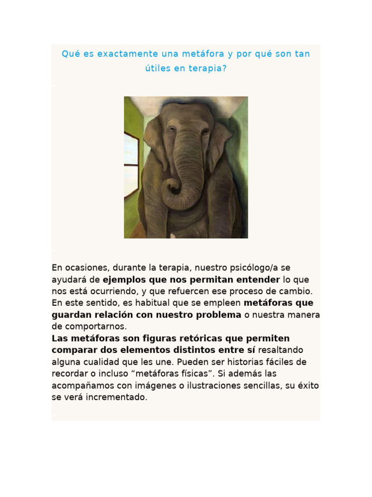 Metáforas en Psicoterapia: Uso y Ejemplos | PDF | Psicoterapia ...
