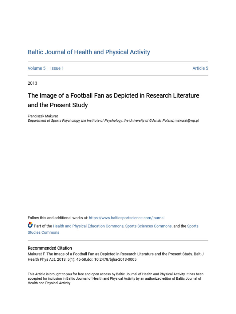 (Polonia) The Image of A Football Fan As Depicted in Research ...