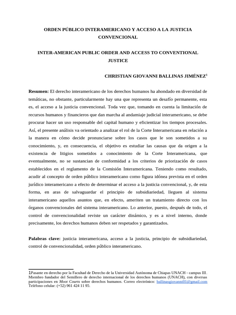 Acceso a Justicia en el Orden Público Interamericano | PDF | Convenio ...