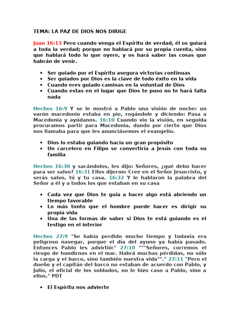 La Paz de Dios Nos Dirige 140525 | PDF | Dios | Creencia religiosa y ...