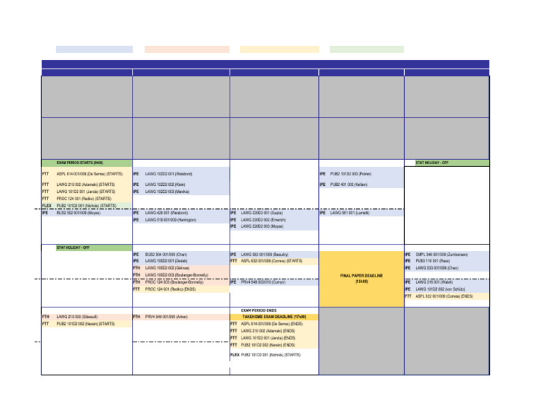 Winter 2025 Exam Schedule - Calendar - 4-4-25 | PDF
