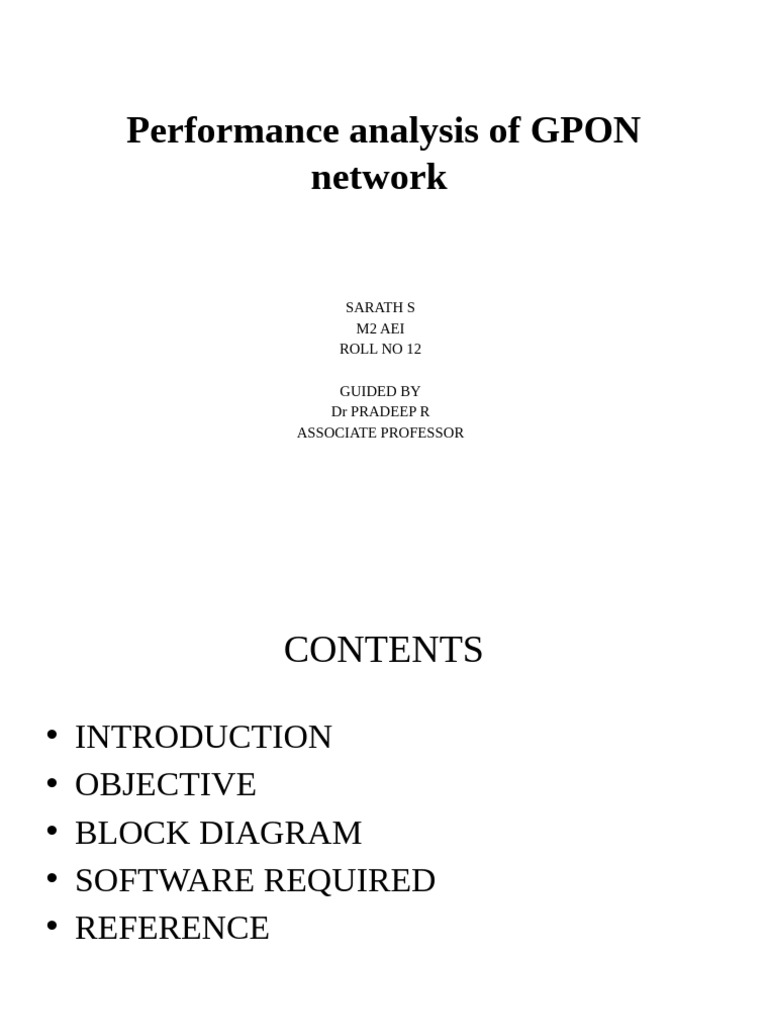 Performance Analysis and Simulation of GPON Network | PDF