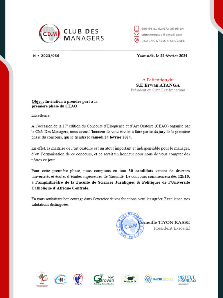 Invitation au Jury du CEAO 2024 | PDF