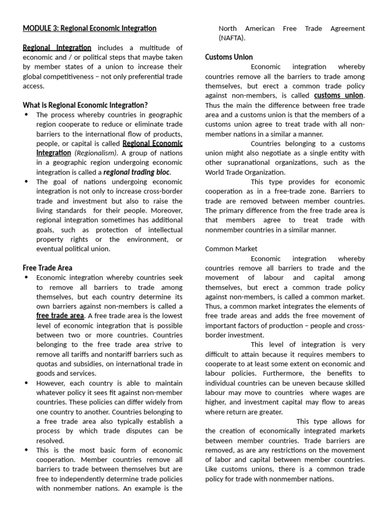 Understanding Regional Economic Integration | PDF | Andean Community ...