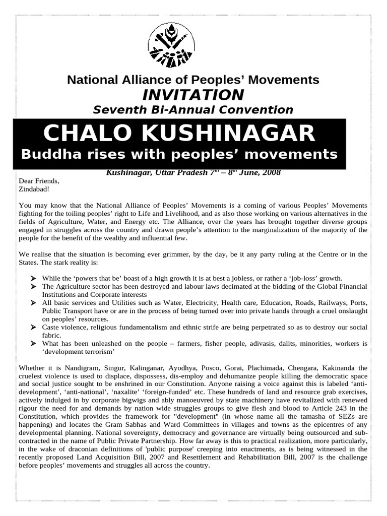 NAPM Kushinagar Final Invite April 30th | PDF