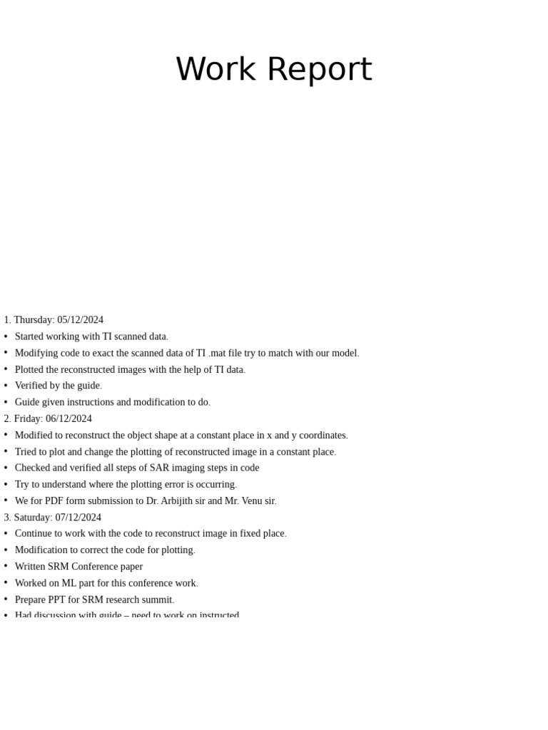 Weekly Work Report on Image Reconstruction | PDF
