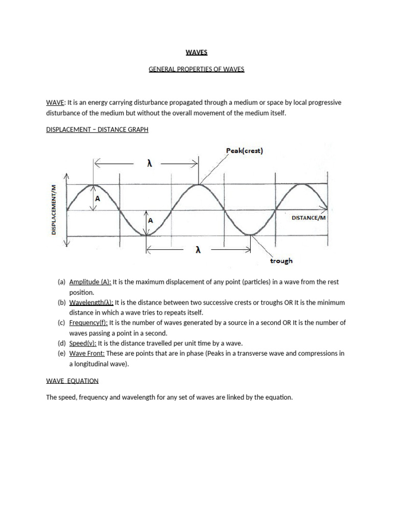 Properties and Types of Waves | PDF | Waves | Wavelength