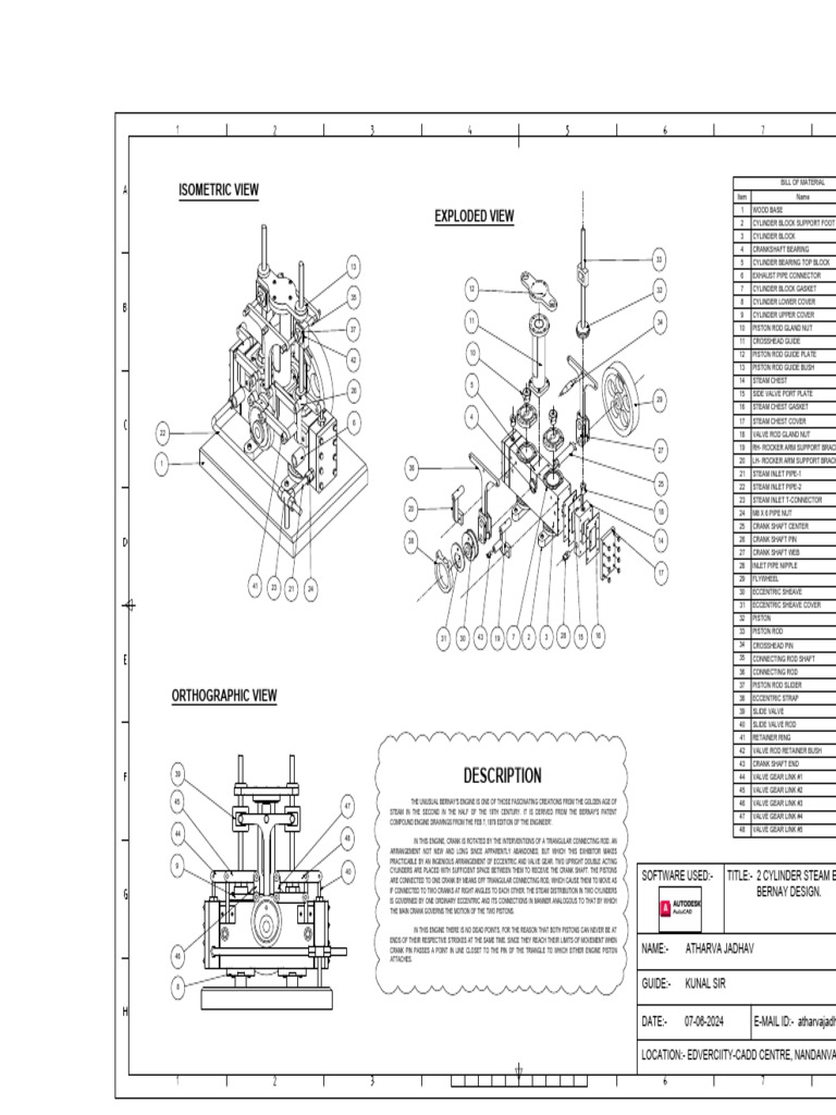 Bernay's 2-Cylinder Steam Engine Plans | PDF | Piston | Steam Engine