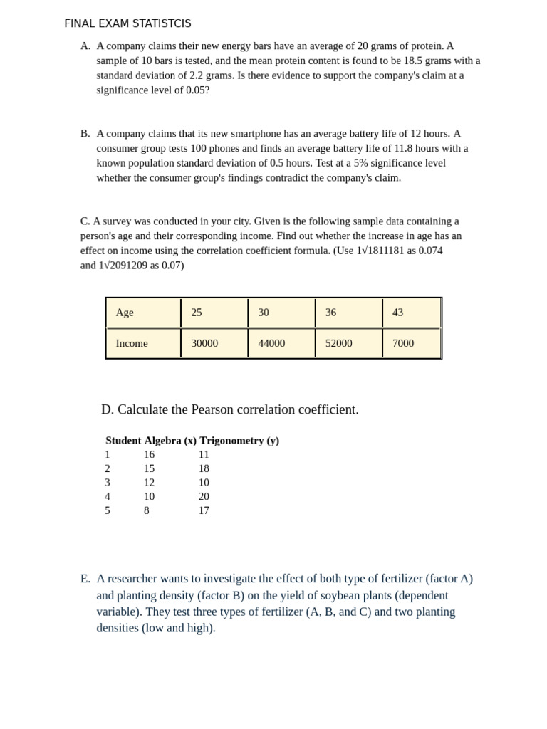 2025 Statistics Final Exam Overview Pdf
