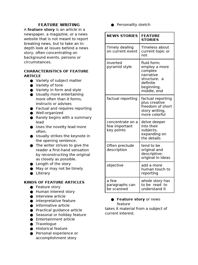 Understanding Feature Writing Basics | PDF | Comma | News