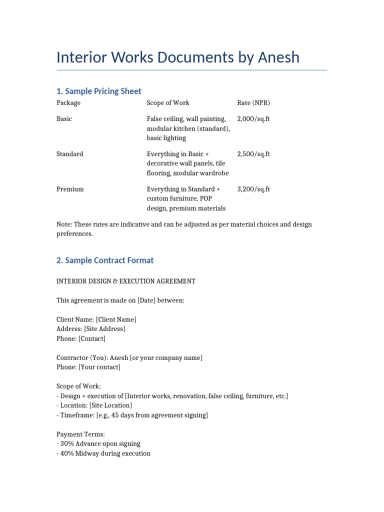 Interior Business Documents Anesh | PDF