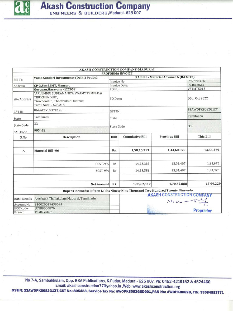 Proforma Invoice for Steel Supply | PDF | Accounts Payable | Payments