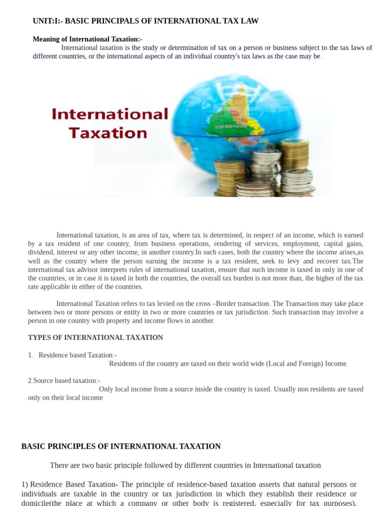 Principles of International Taxation | PDF | International Taxation | Taxes