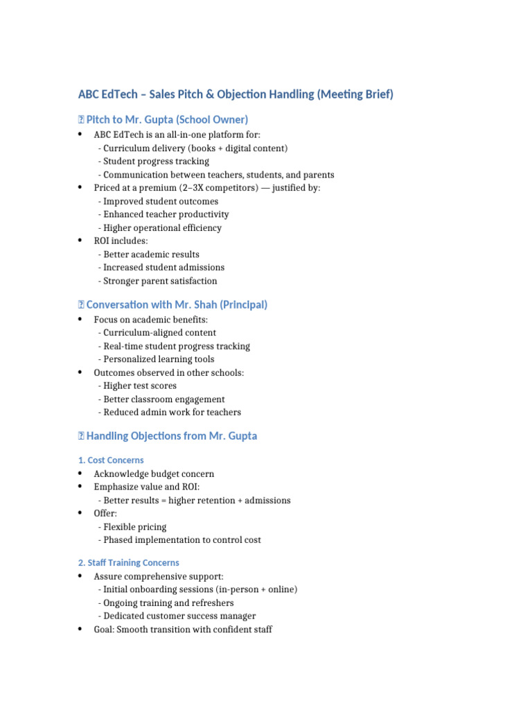 ABC EdTech Sales Pitch Brief | PDF