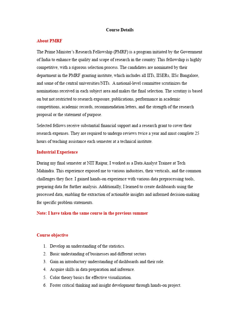 Data Analyst Course Description | PDF | Statistics | Data