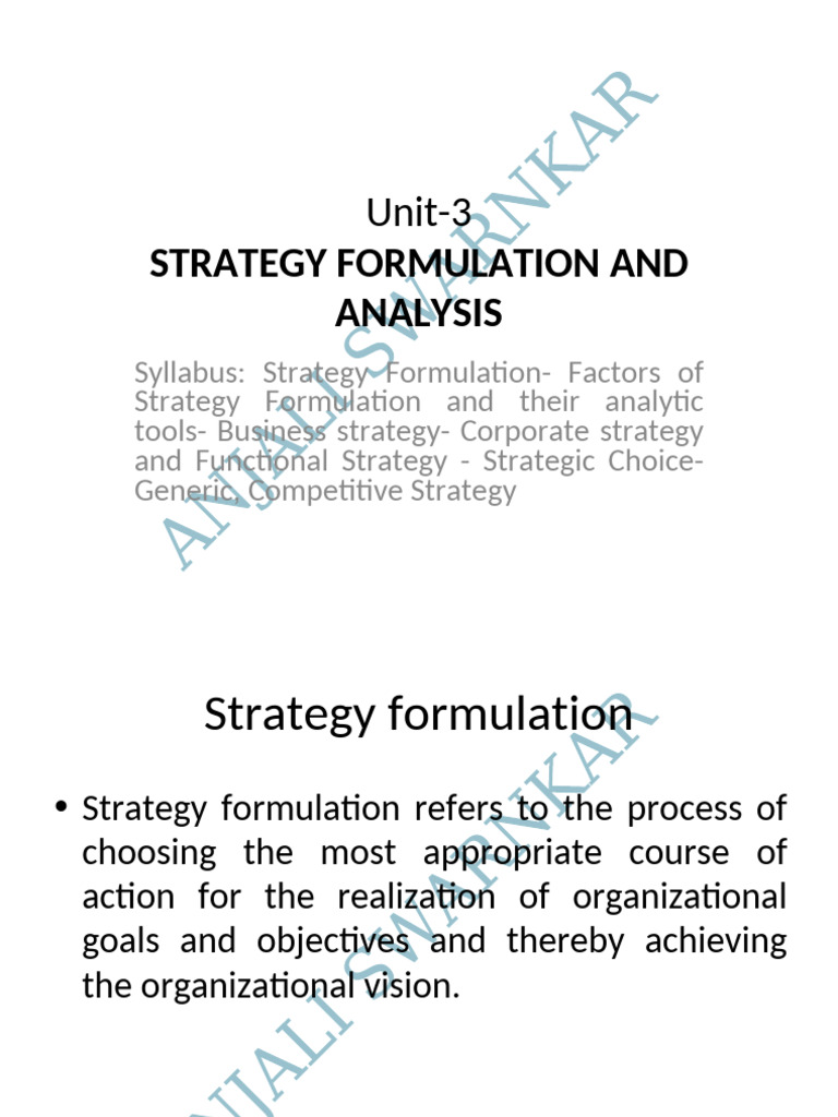 Strategy Formulation and Analysis Guide | PDF | Strategic Management ...
