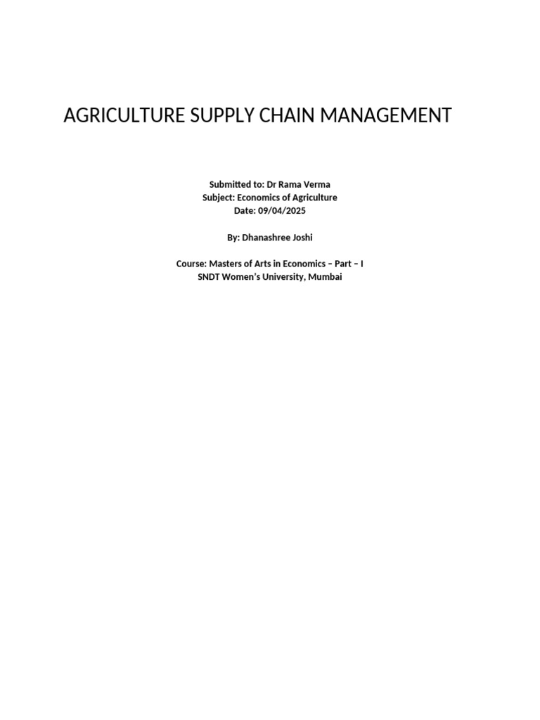 Agricultural Supply Chain Overview | PDF | Agriculture | Supply Chain ...