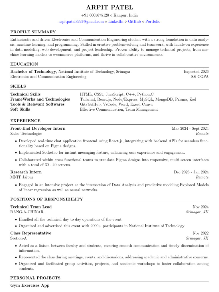 Electronics Engineering Student Profile | PDF | Software Development ...
