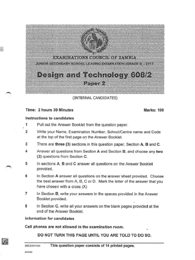 2017 Design & Technology Paper 2 Past Paper | PDF