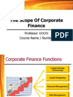 The Scope of Corporate Finance: Professor XXXXX Course Name / Number