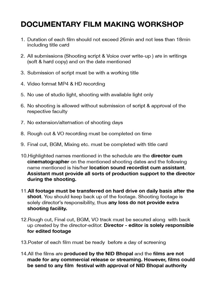 NID Film Rules PDF | PDF