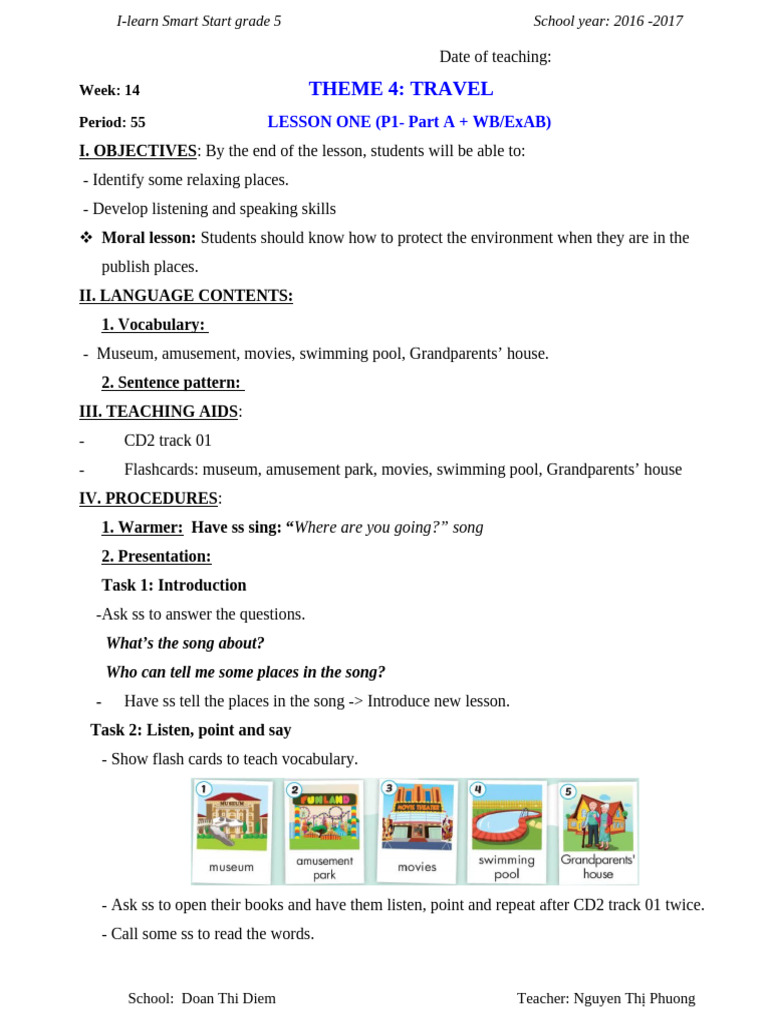 Grade 5 Travel and Food Lesson Plans | PDF | Vocabulary | Flashcard