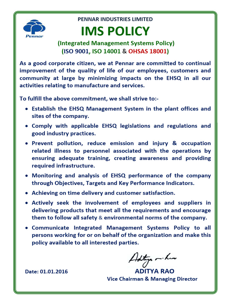 IMS-Policy-01 01 2016 | PDF