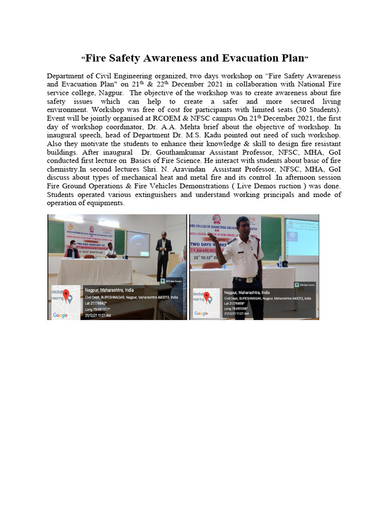 Fire Safety Workshop Overview 2021 | PDF