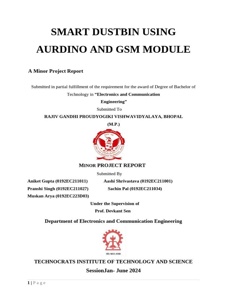 Smart Dustbin Using Aurdino and GSM Module | PDF | Infrared | Internet ...