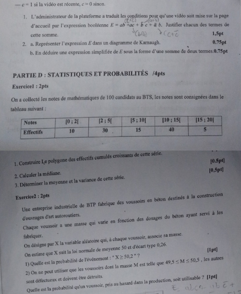 Probabilite Bts 2024 | PDF
