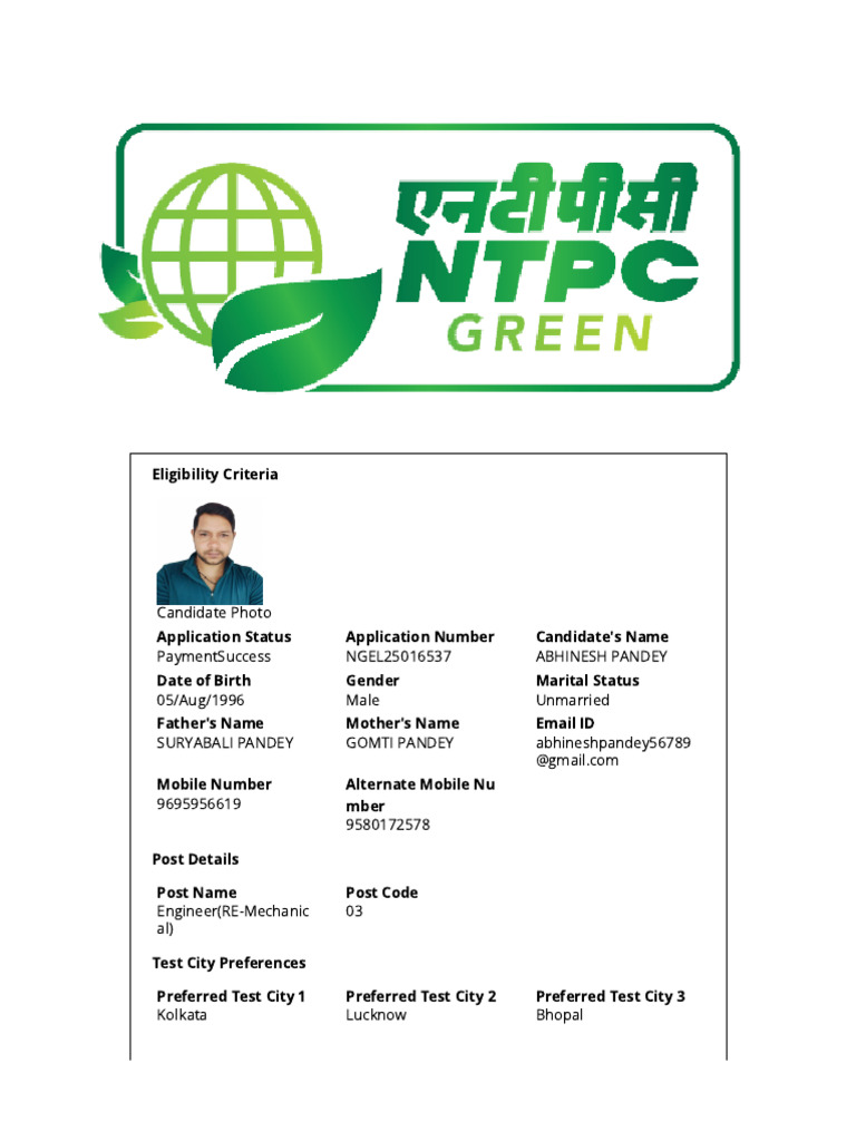 NGEL Recruitment Eligibility Details | PDF