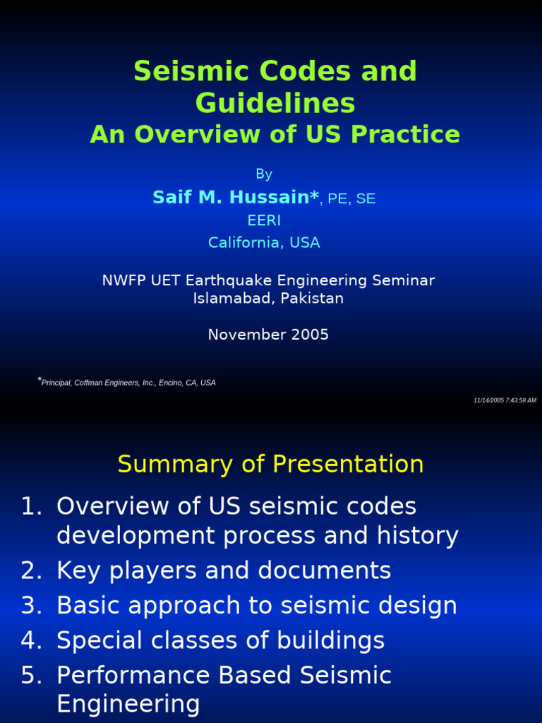 US Seismic Code Overview Seminar | PDF | Seismology | Solid Mechanics