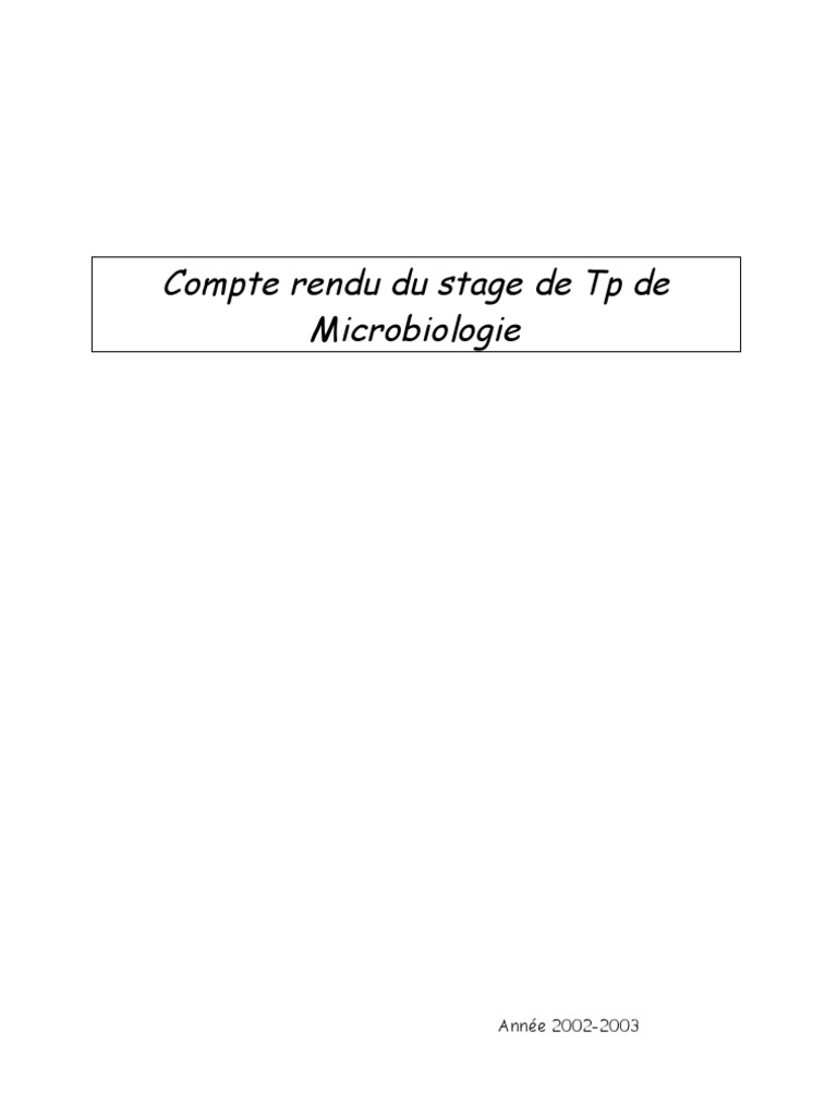 Compte rendu TP de microbiologie 2ème année | PDF | Milieu de culture ...