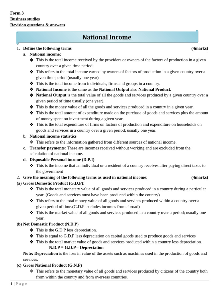 National Income Concepts and Calculations | PDF | Measures Of National ...