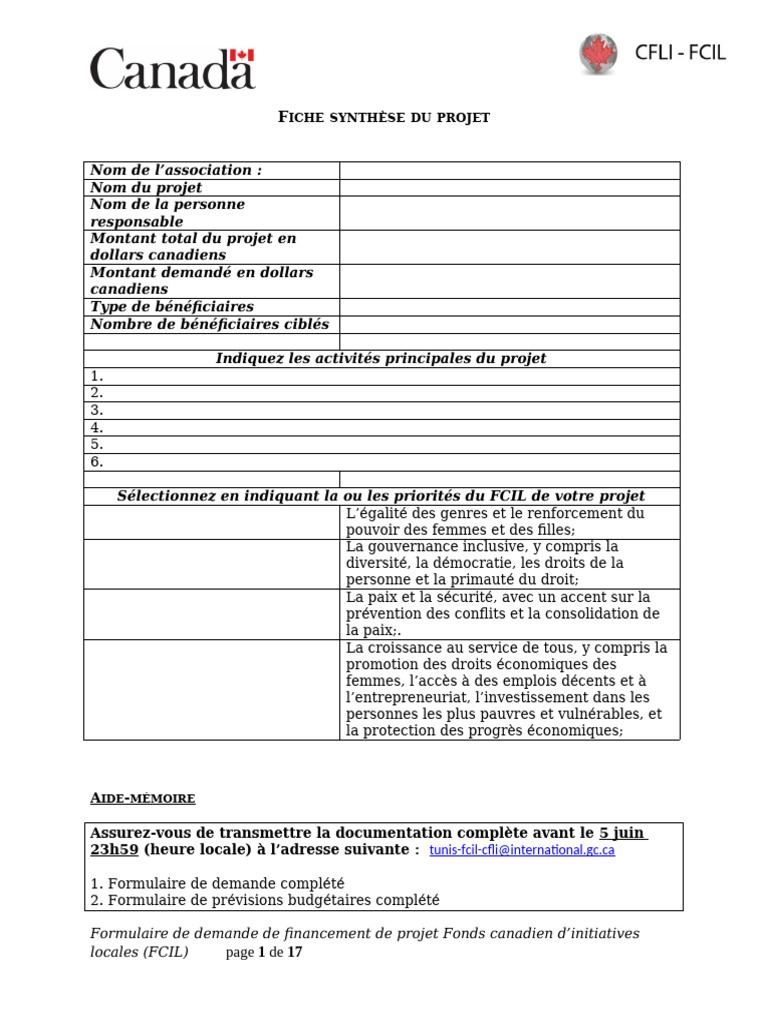 Demande de financement FCIL 2023 | PDF | Canada | Risque