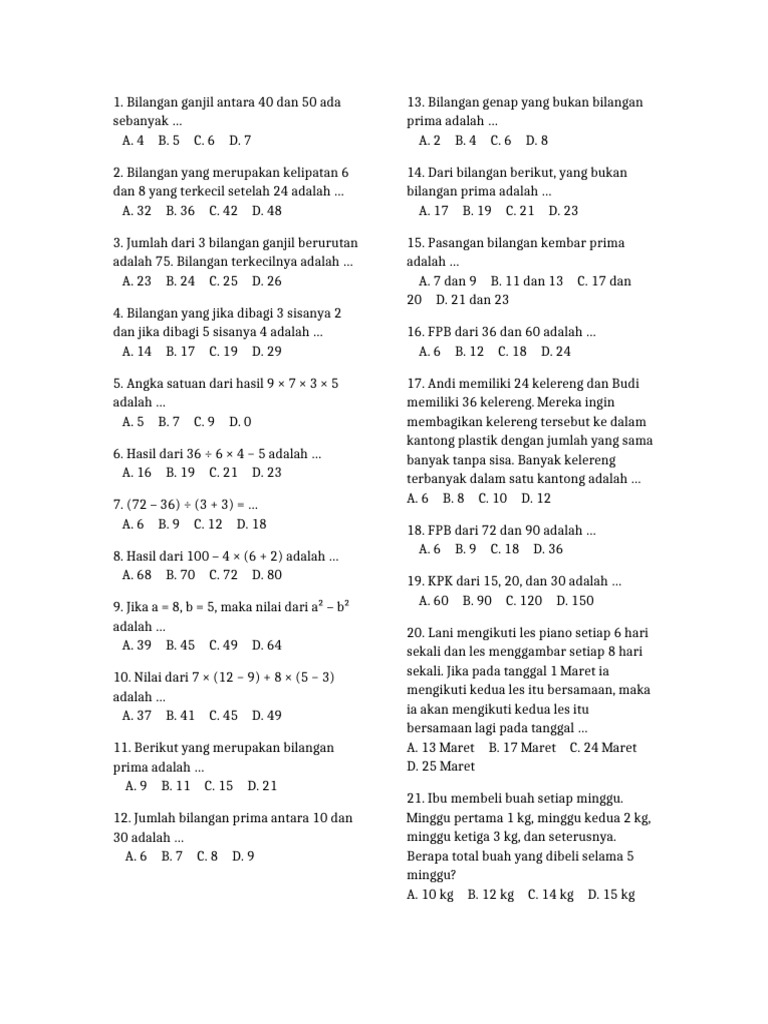 Soal Olimpiade Sd Matematika Pdf