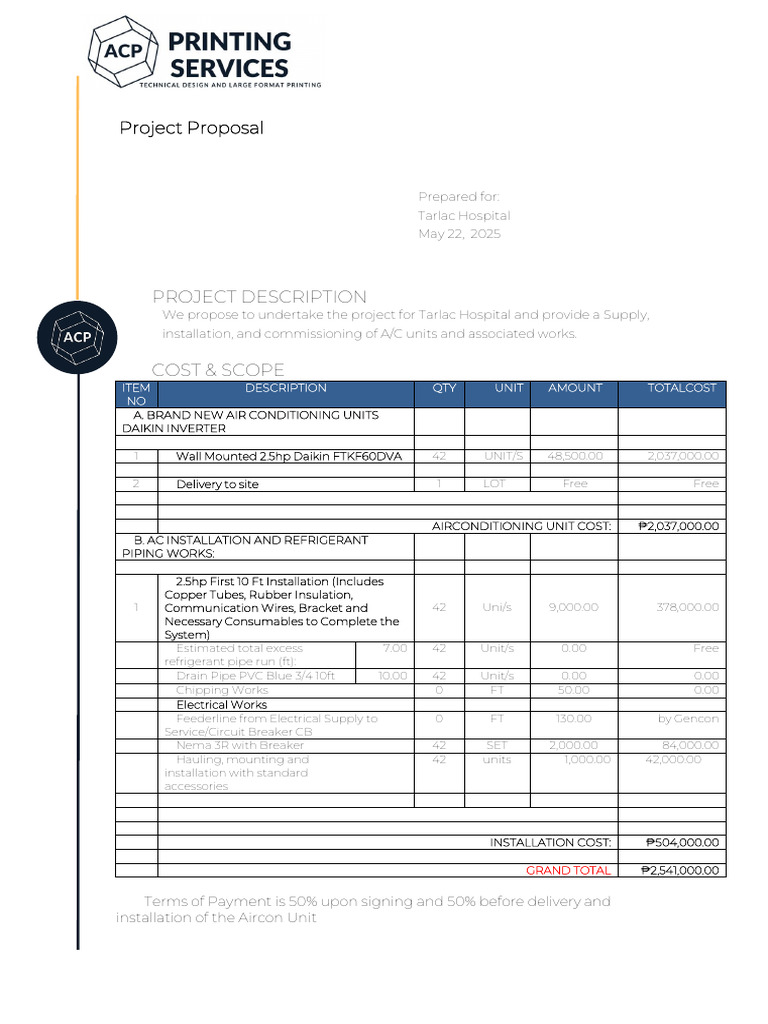 ACP Project Proposal Tarlac Hospital Proposal Final | PDF | Air ...